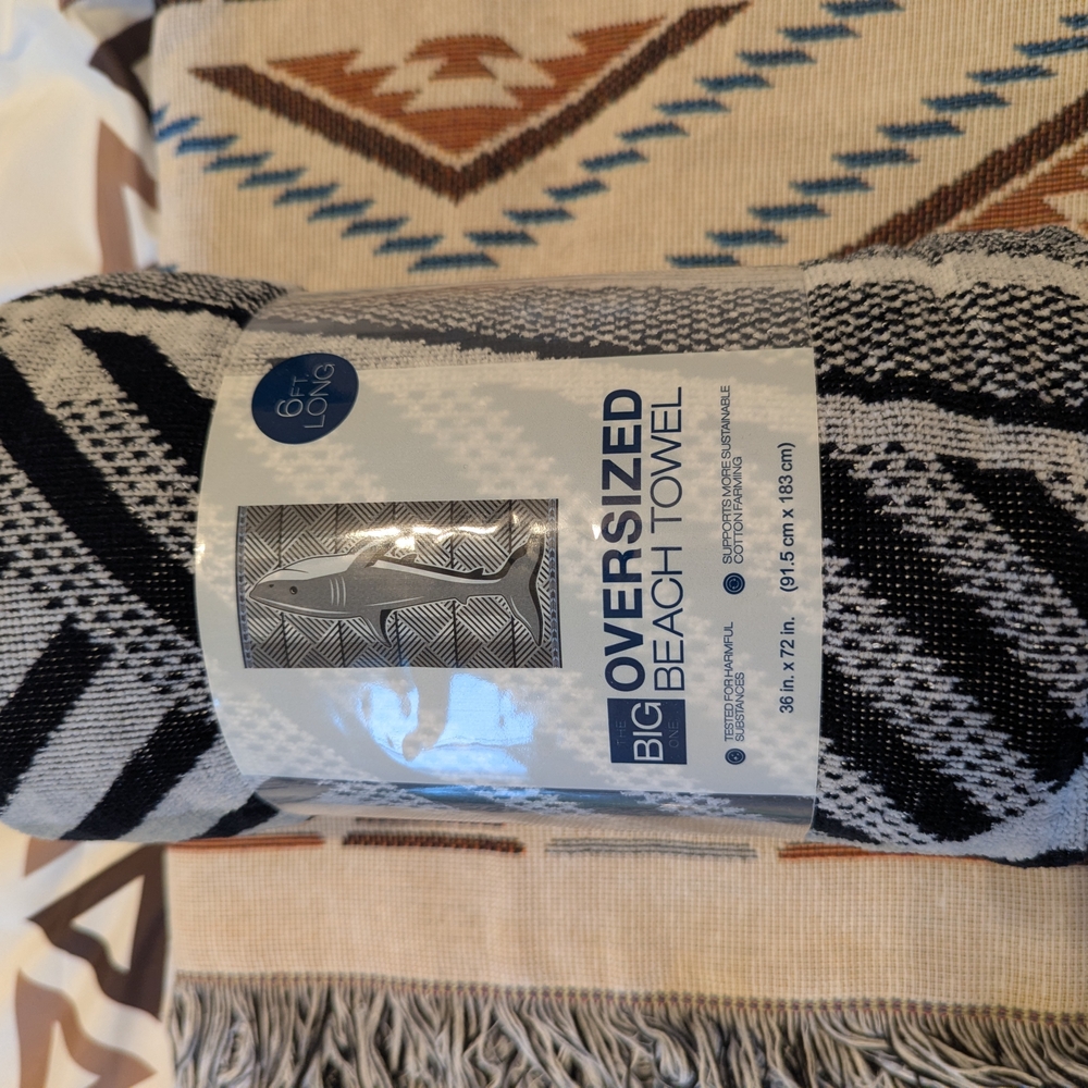 Kohl's Oversized Beach Towel in Navy and White Stripe